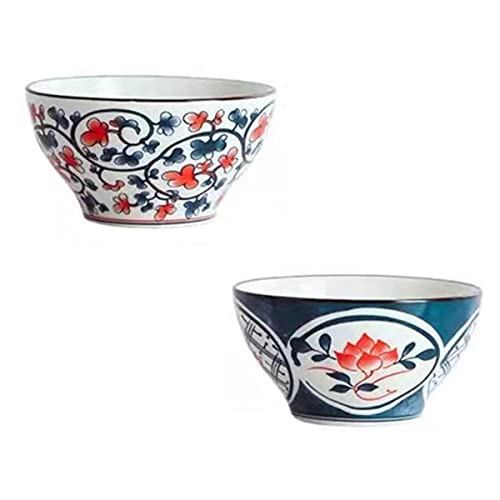 Image of Porcelain Japanese Style Ceramic Bowls Set with Gift Box, for Cereal, Salad, Soup, Pho, Ramen, Dessert, Rice, Noodle, Pasta Bowl Set - Microwave Safe, Stackable (Pack of 2)