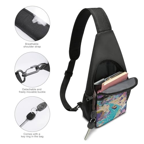 Sling Bag pequeña tipo mochila estilo Psychedelic Rock miniatura 3