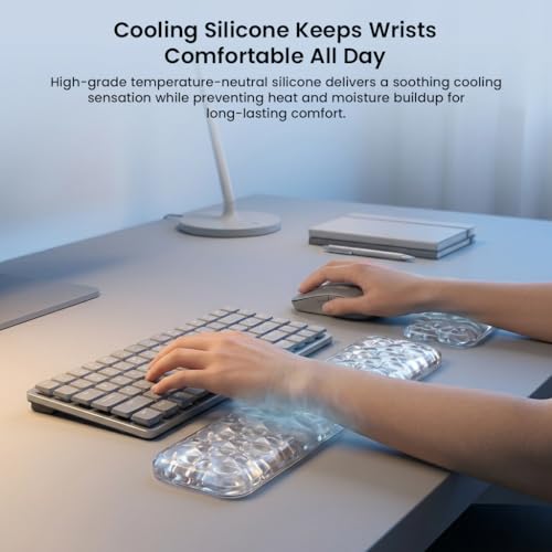 Image of Mouse & Keyboard Wrist Rest Pad Set of 2 Transparent Silicone Gel Hand Rest Non-Slip Footpad 16 inch Ergonomic Design Wrist Support for Office Computer Laptop Mac Typing Pain Relief Desk Gaming Accessory
