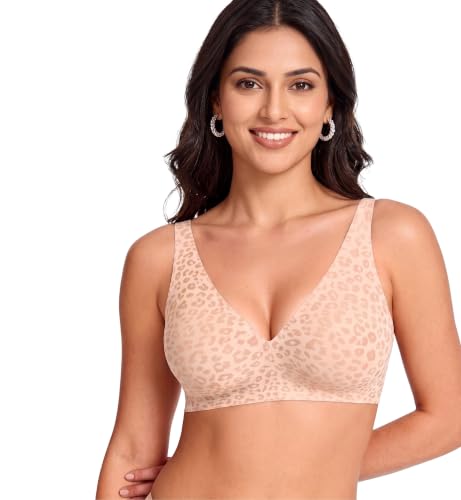 Image of Seamless Wireless Bra for Women | No Underwire Deep V Invisible T-Shirt Bra | 360 Support | Adjustable Straps | Soft Comfortable Everyday Bra
