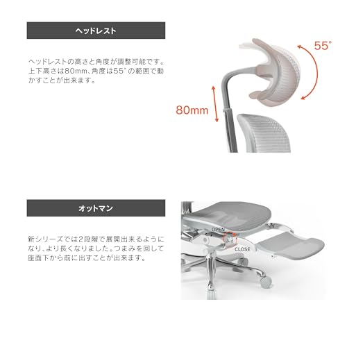 エルゴヒューマン(Ergohuman) エルゴヒューマン2(Ergohuman2) オフィスチェア EHP2-LPL-DR-BF-BK(PU) の商品画像 13