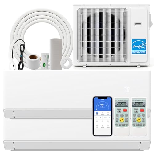 SIMOE 36000 BTU Dual 2 Zone Mini Split Air Conditioner, Wifi-Enabled 23 SEER2 18K BTU + 18K BTU, Ductless Wall Mounted I - Detailed View