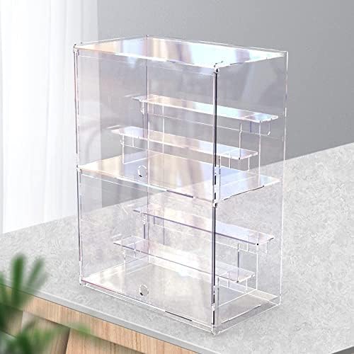 Nynelly 2 Tier Acrylic Display Case for Collectibles, Clear Acrylic Display Boxes with Door and Shelf, Assemble Countertop Acrylic Boxes for Display Action Figures,Funko Pop, Toys,12“Lx6.9 Wx16.7 H