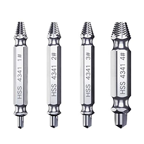 Extracteur Vis cassée à Tête Double Foret Trousse Vis Retirer Facilement Stripped Vis et éCrous Endommagés Pour Retrait des Boulons à Vis(4 pièces) Cover