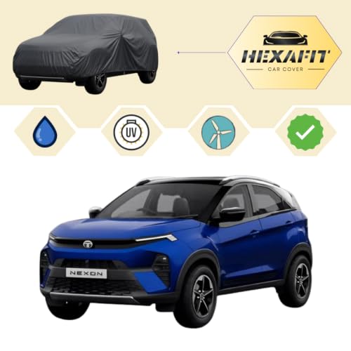 Image of Scout Series Car Cover for Tata Nexon (2017-2026), 210D Matty Fabric, Grey, Waterproof, UV Protection, Custom Snug Fit, SUV Body (Scout, Nexon)