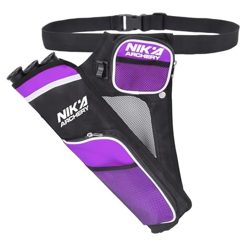 SHENG-RUI Archery Hip Quiver for Arrows, 3 Tubes Adjustable Nylon Arrow Holder Pockets for Youth and Adults Compound & Recurve Bow Practice.