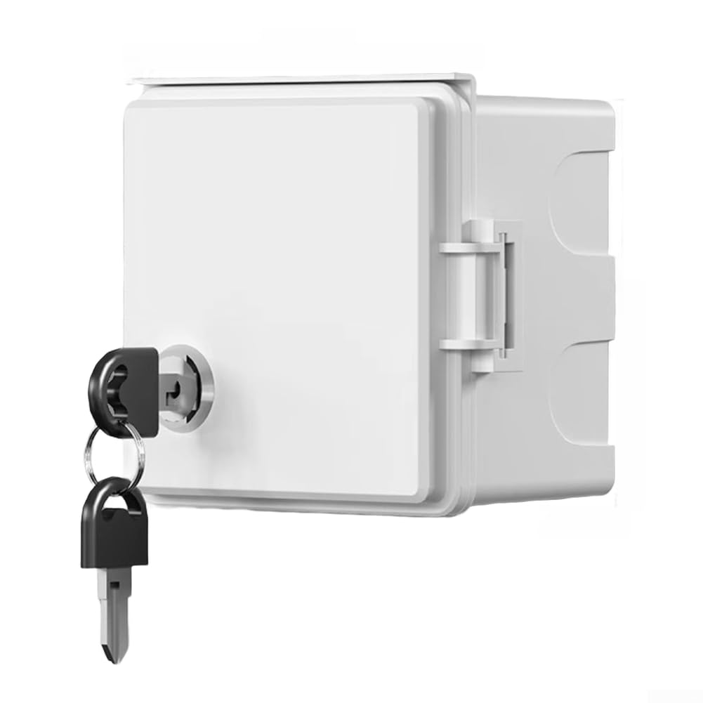 CYRENT Outdoor Socket Box with Lock for EV Charging 86-Type Waterproof Weatherproof PC Enclosure for Gardens Construction Sites(White)