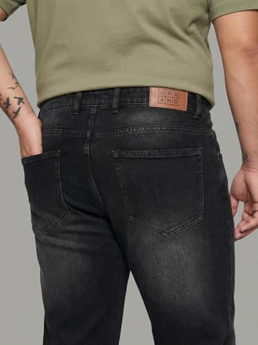 Image of Urbano Plus Men's Relaxed Fit Washed Denim Jeans Non-Stretchable