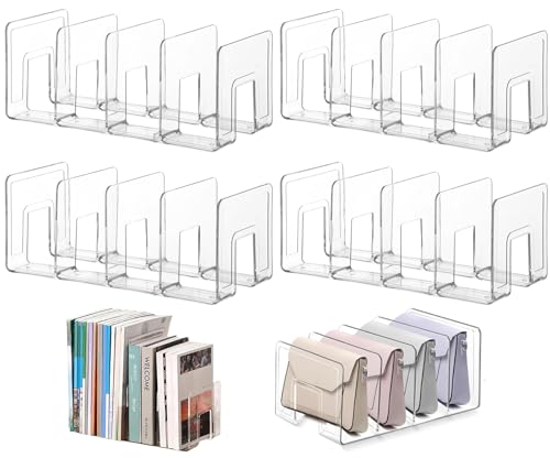Shalwinn Lot de 4 séparateurs d'étagères transparents en acrylique, organisateurs, sac transparent, étagère de rangement, séparateur de sac à main, pour...