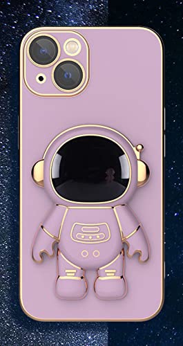 Fmuxqje 6D Plating Astronaut Hidden Stand Case Compatible With Iphone 14/14 Plus/14 Pro Max, Stereo Astronaut Case Cover Purple For Iphone 14 Pro Max #TOP1