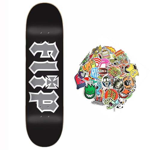 FLIP Tabla de skate Team HKD Logo Deck 8.25' Grip Incluido + 20 stickers (Flip logo black, 8.25)