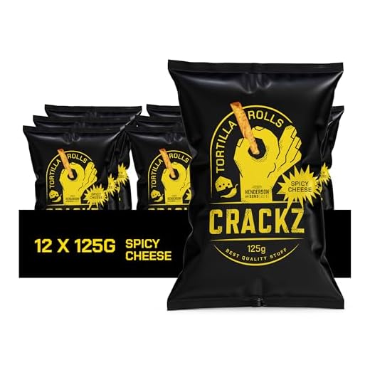 CRACKZ Tortilla Rolls Spicy Cheese – 12 x 125g Beutel – Würzig-scharfer Gaming-Snack mit Superhelden-Design & extra Crunch – Für echte Snack-Bosse