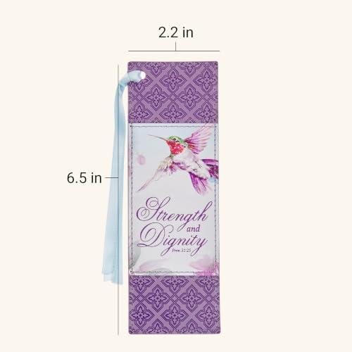 Image of Christian Art Gifts Faux Leather Bookmark for Women: Strength & Dignity