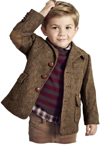 Catálogo para Comprar On-line Chaquetas de traje y americanas para Niño disponible en línea para comprar. 44 VENNYNG - Chaqueta de tweed para niños con parches en el codo, gabardina corta para niños, B- marrón, 8 Years