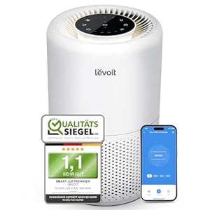 LEVOIT Luftreiniger HEPA Filter für Allergiker, Luftfilter gegen Schimmel Staub Pollen Gerüche, CADR 170m³/h bis zu 35㎡ Raucherzimmer, Air Purifier Schlafmodus Nachtlicht Timer, App Steuerung