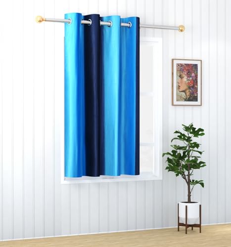 Image of Yarnis Polyester Multi-Shaded Curtains for Living Room Window & Door, Blue, 4 Feet x 5 Feet, Pack of 1