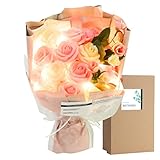 La Muse Floral ソープフラワー 花束 ソープフラワー ギフト LED ライト付き フラワーソープ ギフト 誕生日 敬老の日 US-006 (薄ピンク白)