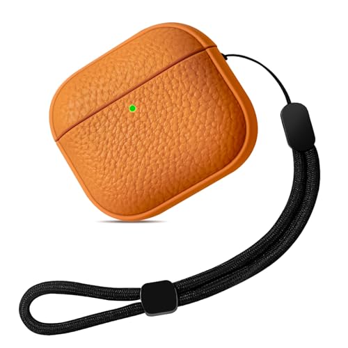 Teyomi Cover compatibile con Airpods 4, TPU Airpods 4 Cover con Cordino, Custodia Protettiva Progettazione della trama per AirPods 4 Generazione Case, Supporto ricarica wireless [Arancia]