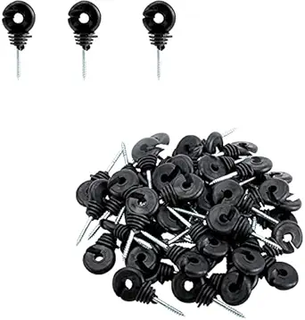 HYDDNice 100PCS Ring Insulator, Black Electric Fence Insulator Fence Ring Insulator Screw-in