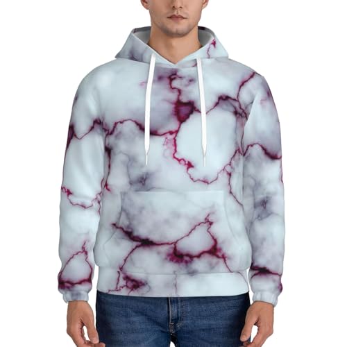 Sweat à capuche pour hommes imprimé texture marbre violet casual