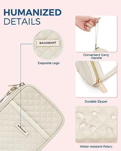 Image of BAGSMART Cord Organizer Travel Cable Organizer Bag Tech Electronic Organizer Travel Case, Travel Essentials for Charger, Cable, Phone, Flash drive, Single Layer - Beige