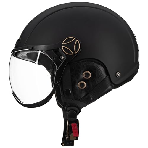 ILM Fahrradhelm für Damen Herren Erwachsene Fahrrad Ski Snowboard Helm mit Abnehmbarem Visier Ohrenschützer ASTM CPSC und CE Z102,Mattschwarz,M