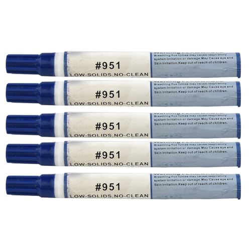 951 Lot de 5 stylos à souder 10 ml Applicateur de flux faible solide sans nettoyage pour carte PCB FPC soudage et réparation électronique