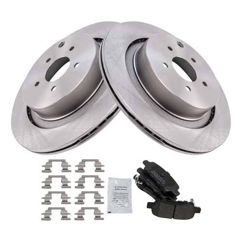 Image of TRQ Rear Brake Pad and Rotor Set Semi Metallic Rotors Compatible with 2012 Infiniti M56 2018 Q70