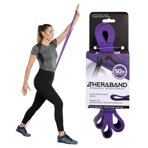 Image of THERABAND High Resistance Band, Extra-Heavy Elastic Super Band for Full Body Workouts, Physical Therapy, Strength Training, Durable 41 inch Loop Exercise Band, 50 lbs Resistance