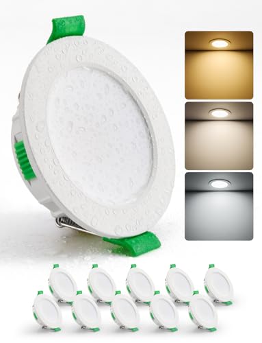 HOMEOW LED Einbaustrahler 230V 55mm – 68mm Lochmaß, 4W LED Spot Warmweiß Neutralweiß Kaltweiß, Einbauleuchten Deckenspot Einbau Ultra Flach IP44 für Bad, 10er Set