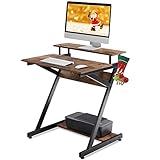  FITUEYES Mesa de Ordenador Portatil 3 Plataformas Escritorio de computadora Color Marrón clásico L70xW60cm CD307005WG