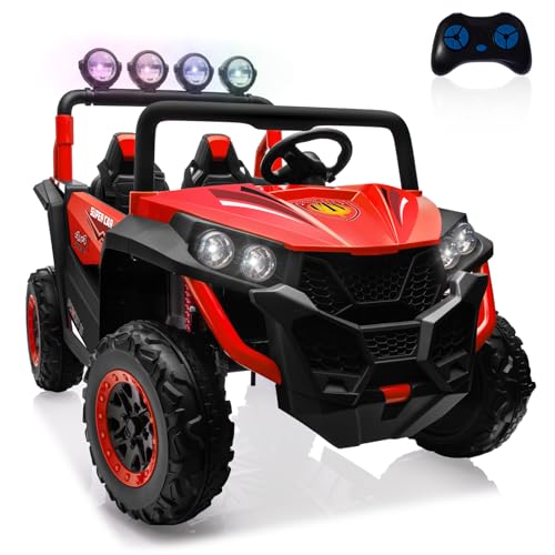 OTTARO 2 Seater Ride on Car Truck,24V Electric Vehicle Car for Kids 3-8 Years,200W Motors,4 Shock Absorbers, Music Play,Bright Light, Remote Control(Red)
