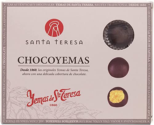 Santa Teresa – Auténticas Yemas de Santa Teresa bañadas en Chocolate - Elaboradas De Forma Artesanal Sin Aditivos Y Sin Conservantes. Total: Caja de 12 Yemas