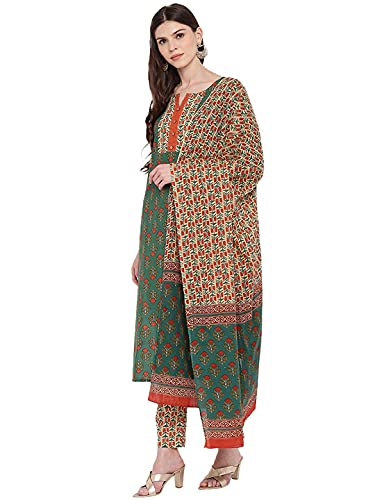 women's 100% cotton indian pakistani kurti palazzo pant set 700(Blue 789, S-36)
