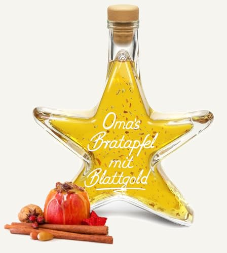 Oma's Bratapfel Likör mit 24 Karat Blattgold 0,2 L Sternflasche fruchtig süffig 20% Vol