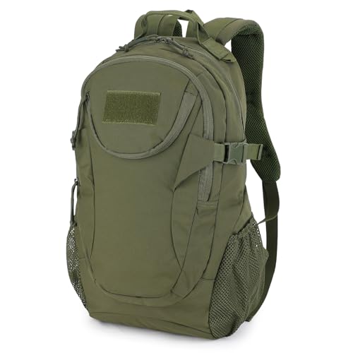VINBAGGE Rucksack Taktischer Motorrad Wanderrucksack Outdoor Wasserdicht Trekkingrucksack 25L Campus Wandern Arbeit Schulrucksack Jungen Daypack für Herren Damen Grün(500D-Aufrüstung)
