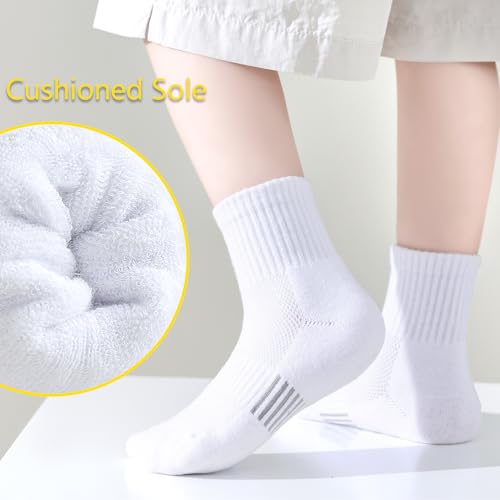 LO SHOKIM Ankle Socks Boys Running Socks Girls Cushioned Athletic Sock Kids Cotton Sports Quarter Sock Youth 5 Pairs4