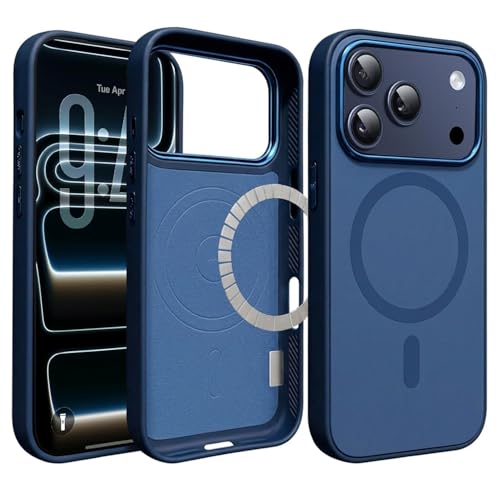 Image of VONZEE Magnetic Case for iPhone 17 Pro Max Case Matte Hard PC + TPU Back Cover [Compatible with MagSafe] Anti-Scratch Phone Case (Blue)
