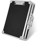 LASUK Aluminum Briefcase, Key Lock Clipboard Storage Box, Lockable Storage Case with Foot pad and Corner Protectors, 13x 10x 2.75 inch