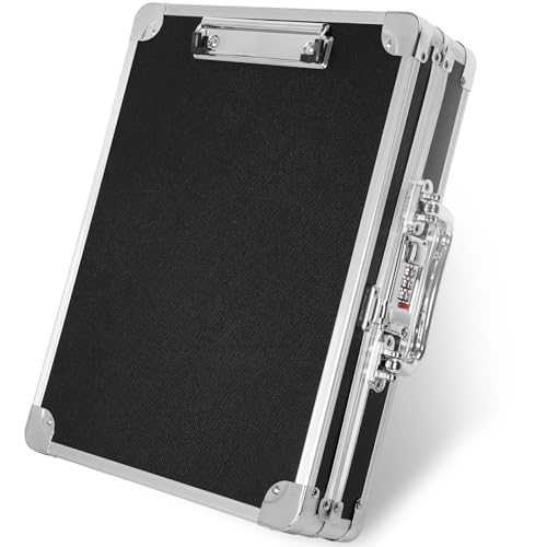 Image of Clipboard with Storage Combination Lock with Handle | metal clipboard with storage aluminum briefcase Storage Clipboard 13.5 x 10 Inches, Sliver