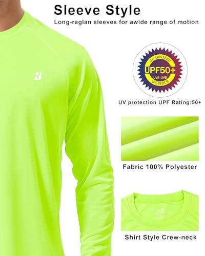 Image of Roadbox Mens UPF 50+ UV Sun Protection Shirts Outdoor Long Sleeve SPF Rash Guard for Fishing Hiking Swimming Running