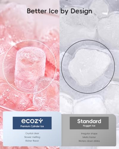 Image of ecozy Smart Nugget Ice Maker Countertop with 1.14 Gal Side Tank 40 lbs /Day