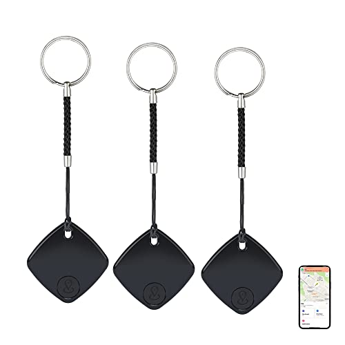 Key Finder, Bluetooth Tracker Locator, Works with Apple Find My(iOS Only), Smart tag Item Finder with Key Chain, Smart Item Locator for Keys, Bags, Luggage, Pet, Battery Included (3Pack-Black)