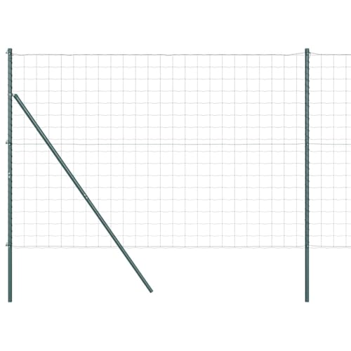 vidaXL Recinzione Euro con 7 Post 10 x 1,5m in Acciaio Rivestito in Polvere Verde | Recinzione da Esterno Resistente ai raggi UV e Robusta, Perfetta per i Confini del Giardino o per Supportare Pannel