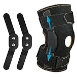 AOOWU Tutore Ginocchio Regolabile, Ginocchiera Ortopedica con Stecche Laterali Ginocchio Stabilizzatori Aperte, Supporto Sportiva per Artrite, Lesioni dei Legamenti, Escursioni, Arrampicate
