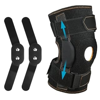 AOOWU Tutore Ginocchio Regolabile, Ginocchiera Ortopedica con Stecche Laterali Ginocchio Stabilizzatori Aperte, Supporto Sportiva per Artrite, Lesioni dei Legamenti, Escursioni, Arrampicate