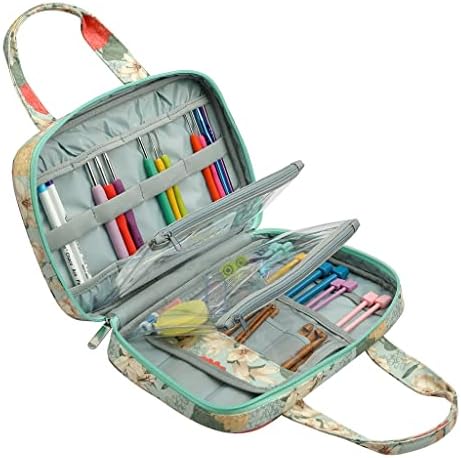 SEASD Empty Knitting Needles Pouch Storage Bag Crochet Hooks Sewing Supplies Organizer for Needle Scissors Ruler Accessory Case