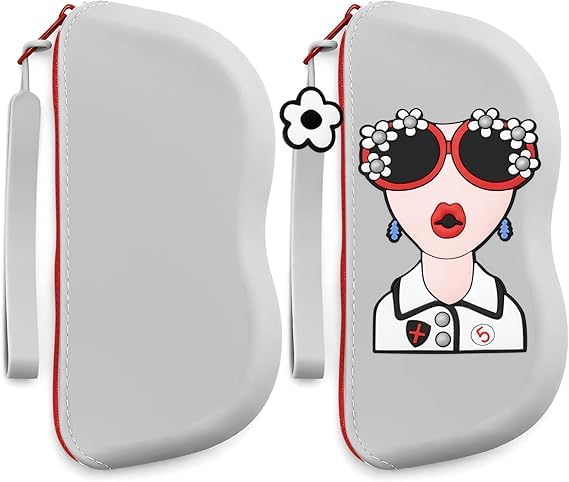 Silicone Glass & Cosmetic Pouch, Multicolor Soft Zipper Case for Eyeglasses & Sunglasses, Large Capacity Travel Makeup Organizer for Toiletries, Skincare, (GREY)-image-10