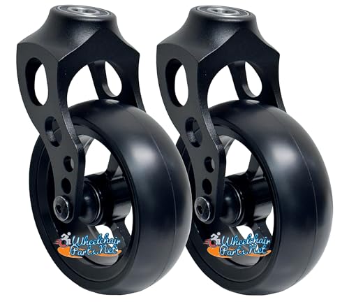 Wheelchair Front Caster Fork with 4x1.40 Easy Roll Wheel (Black Rim/Black Fork)