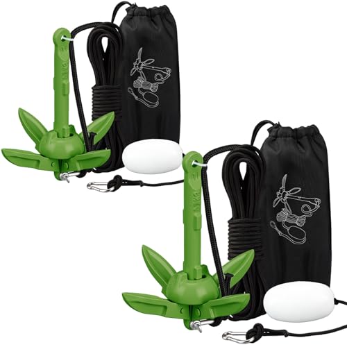 Image of Lounsweer 2 Pack 1.5 /3.5 lb Marine Kayak Anchor Kit Folding Grapnel Anchor Kit Boat Kayak Fishing Accessories for Small Boats Kayaks Canoe Paddle Boards